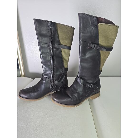 Teva Leather Riding Boots Size 7 Waterproof Knee High Indie Boho Chic Winter - Picture 8 of 8